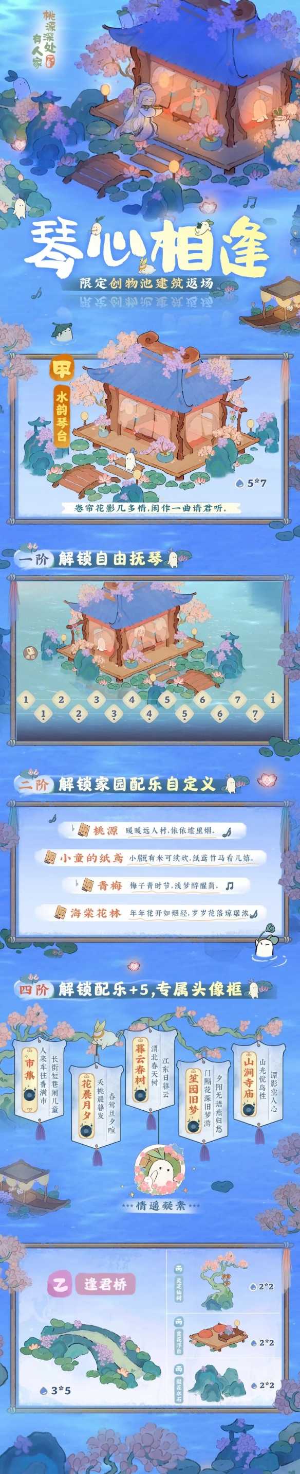 《桃源深处有人家》手游「琴心相逢」限时UP建筑创物池返场(桃源深处有人家村民喜好)